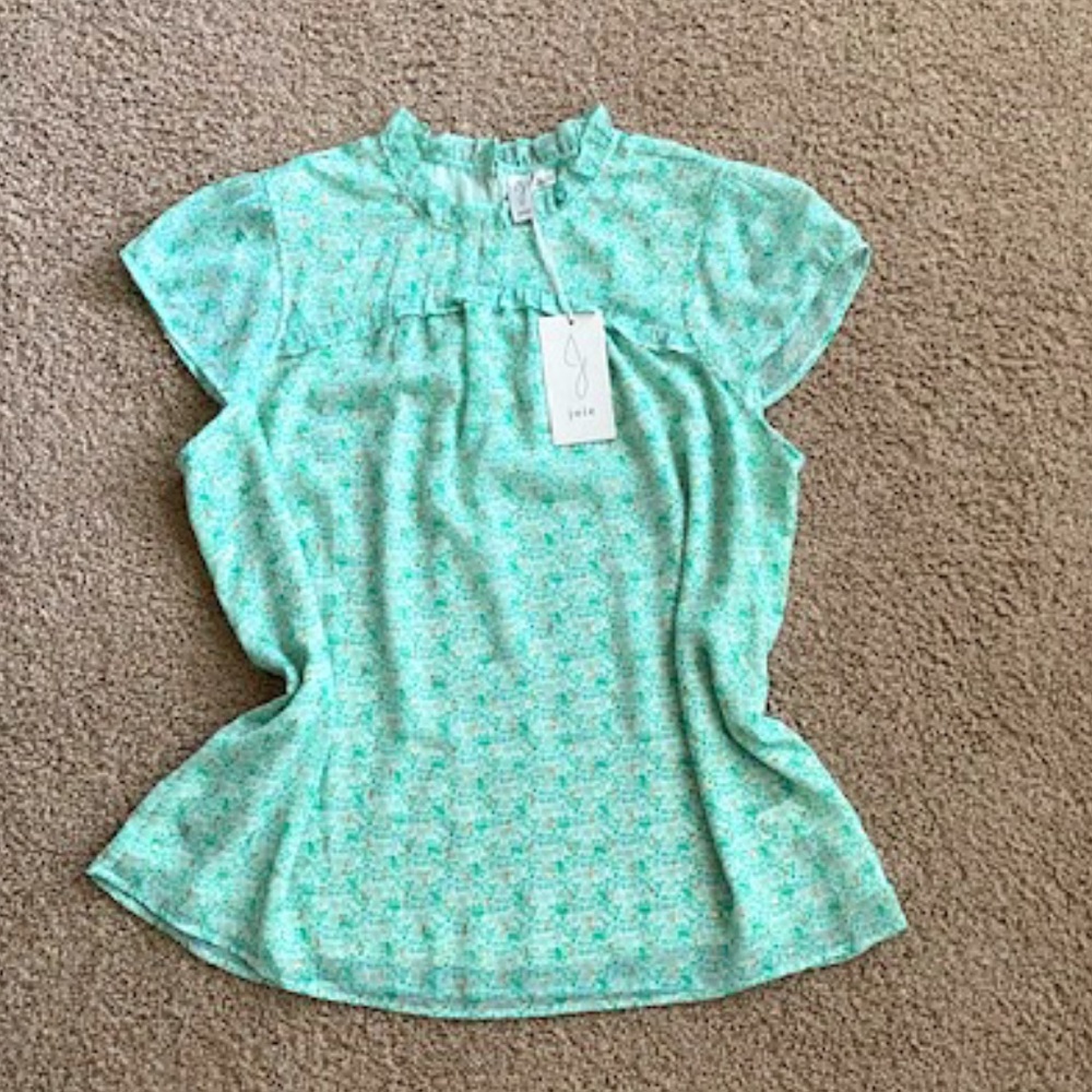 JOIE Floral Ruffle Sleeve Top NWT